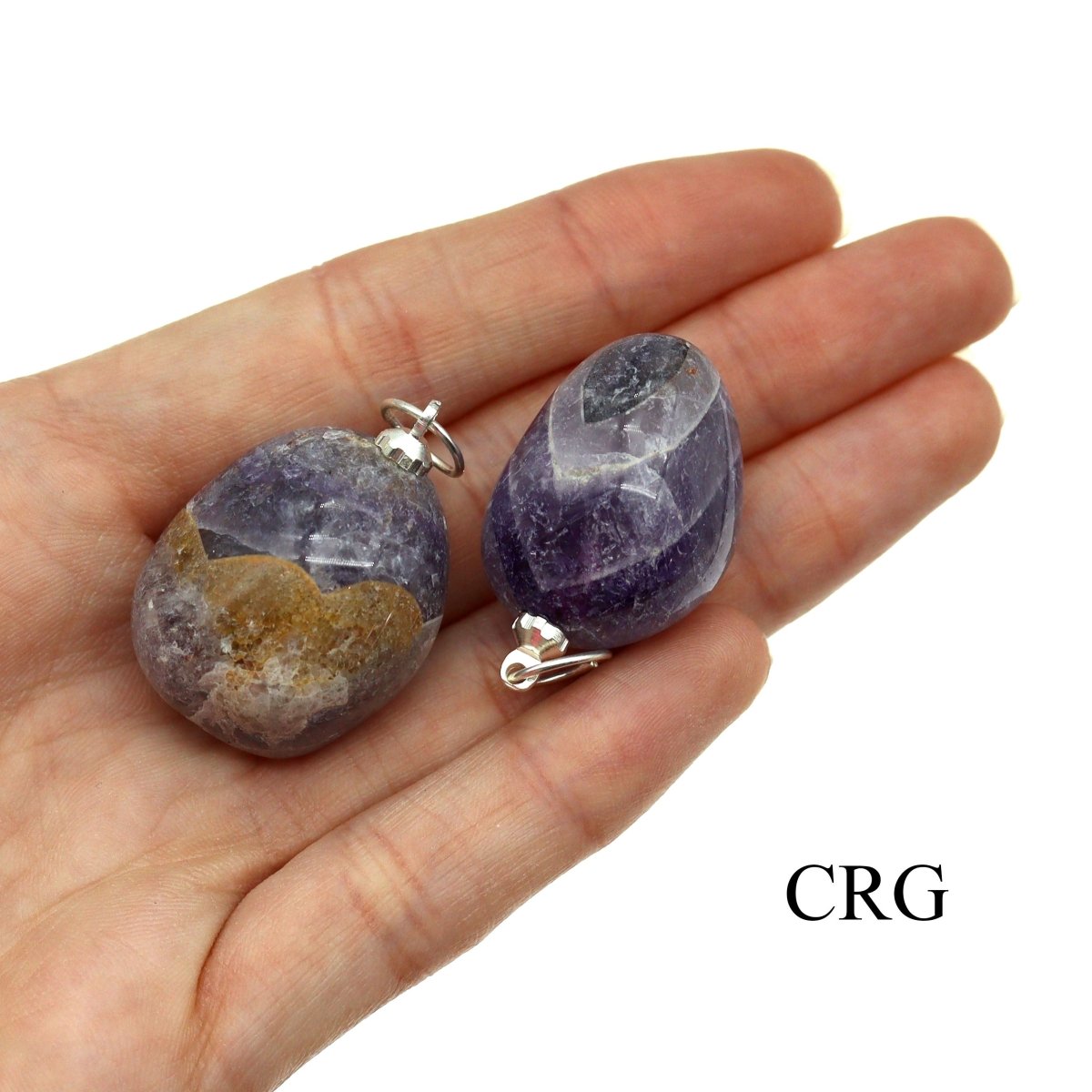 Amethyst Tumbled Pendant with Silver Plated Bail (0.5 To 1 Inch) (4 Pieces)