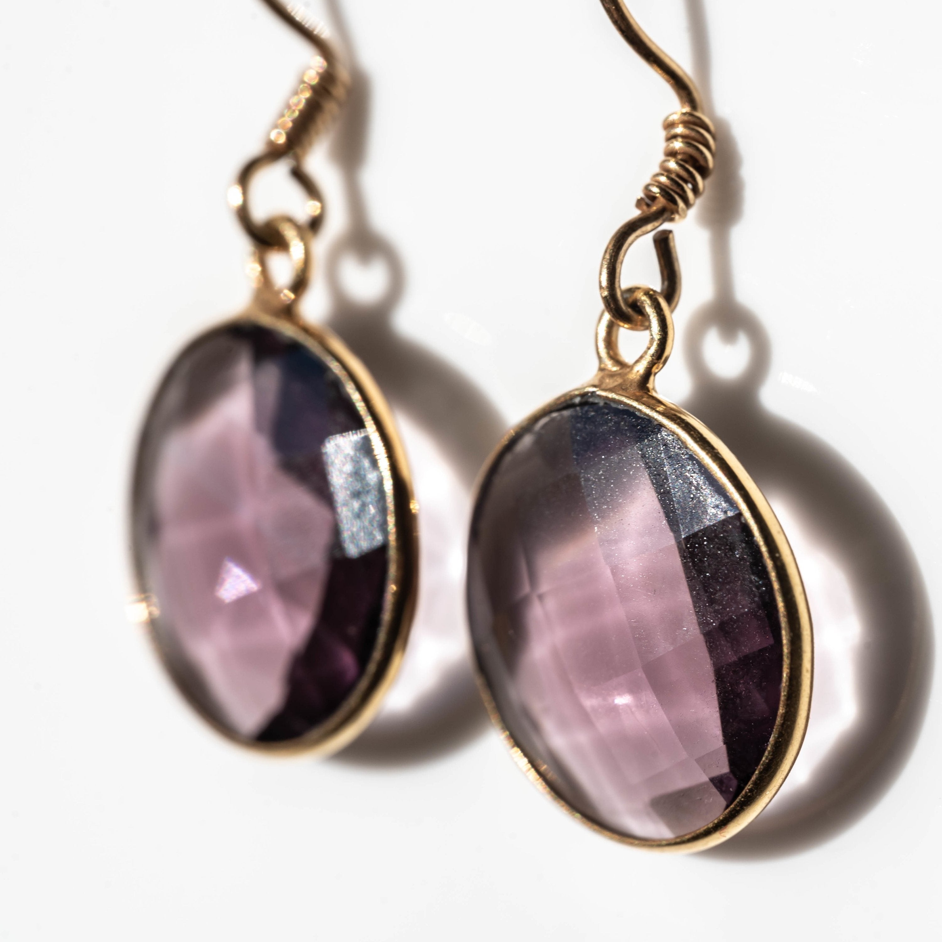 Amethyst Round Drop Earrings Gold Plated Gemstone Dangles | Jewelry & Watches | Wiccan Center