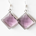 Amethyst Square Drop Earrings Silver Frame Faceted Dangle | Jewelry & Watches | Wiccan Center