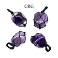 Amethyst Tumbled Black Cord Macramé Pendant (1 Inch) (5 Pieces)