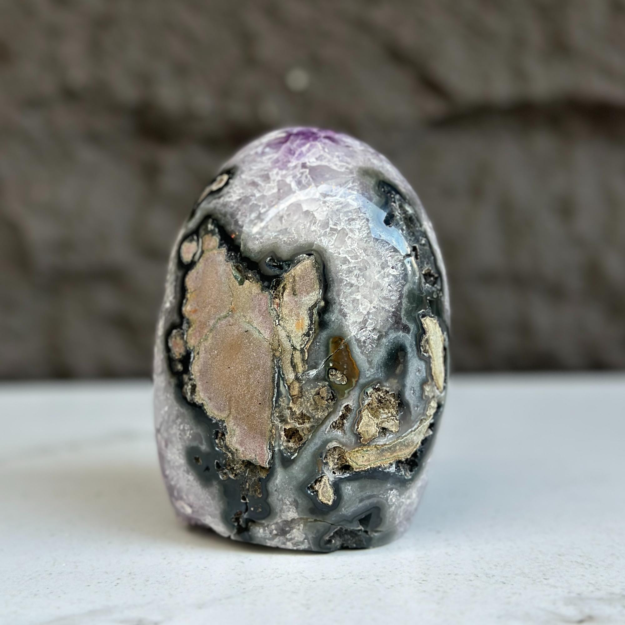 Oval Amethyst and Agate and Quartz Crystal Egg | Rocks & Fossils | Wiccan Center