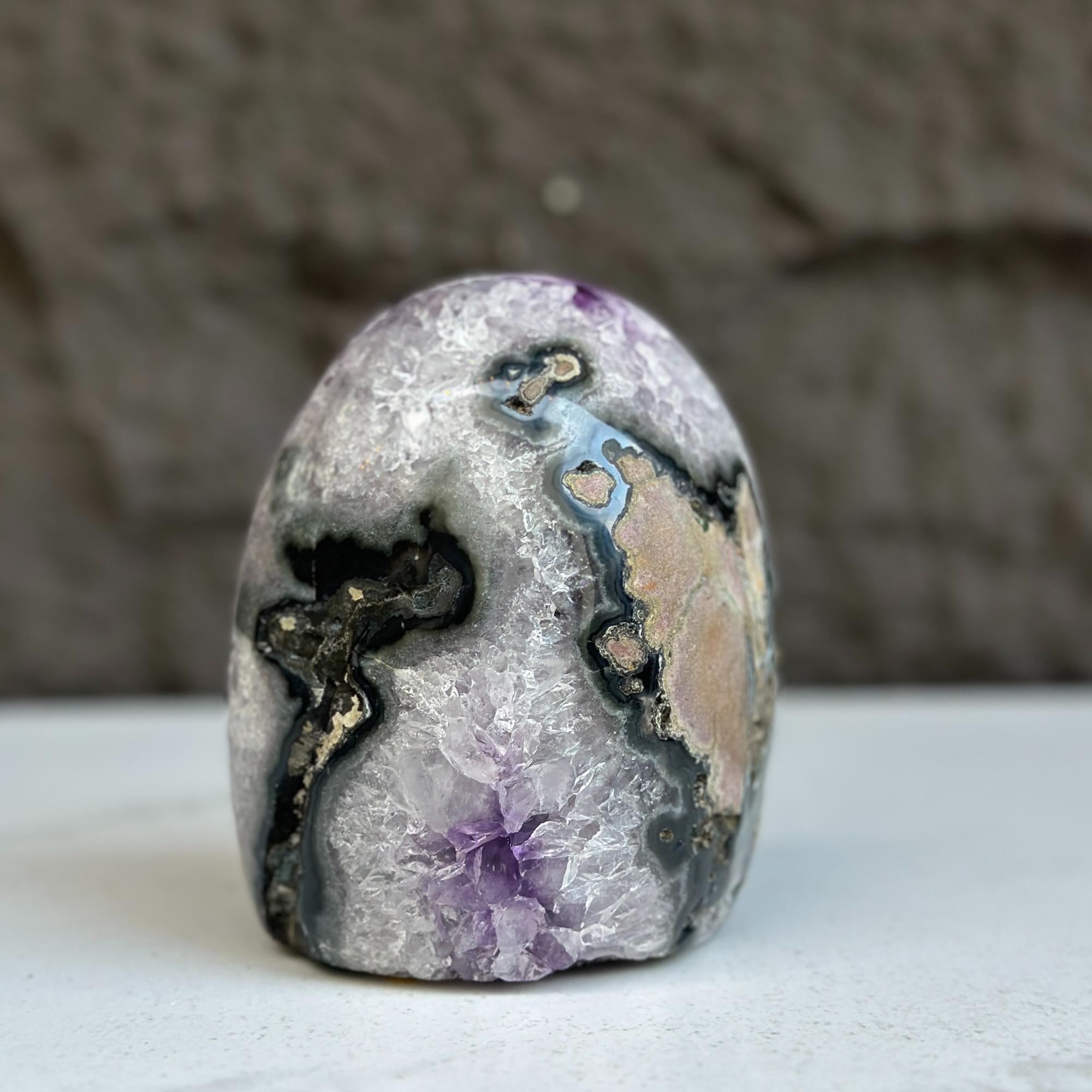 Oval Amethyst and Agate and Quartz Crystal Egg | Rocks & Fossils | Wiccan Center