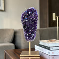 Natural Amethyst Galaxy Geode On Metal Stand | Stalactite Eye Display | Wiccan Center