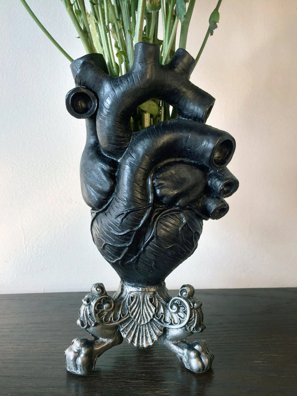 Anatomical Heart Vase, Black Finish