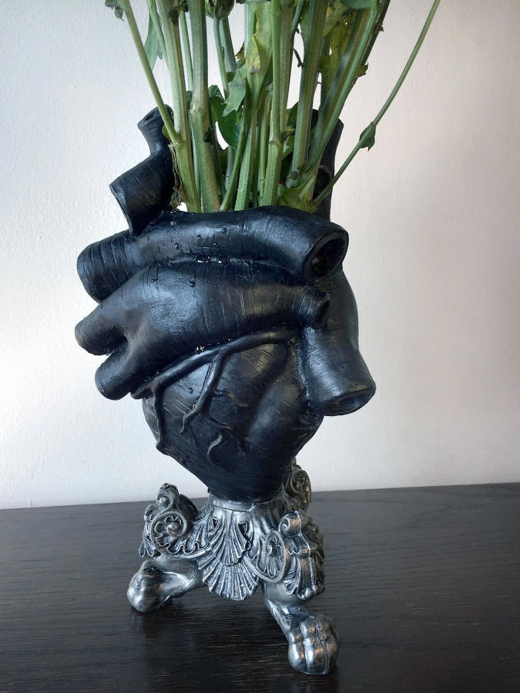 Anatomical Heart Vase, Black Finish