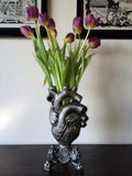Anatomical Heart Vase, Pewter Finish