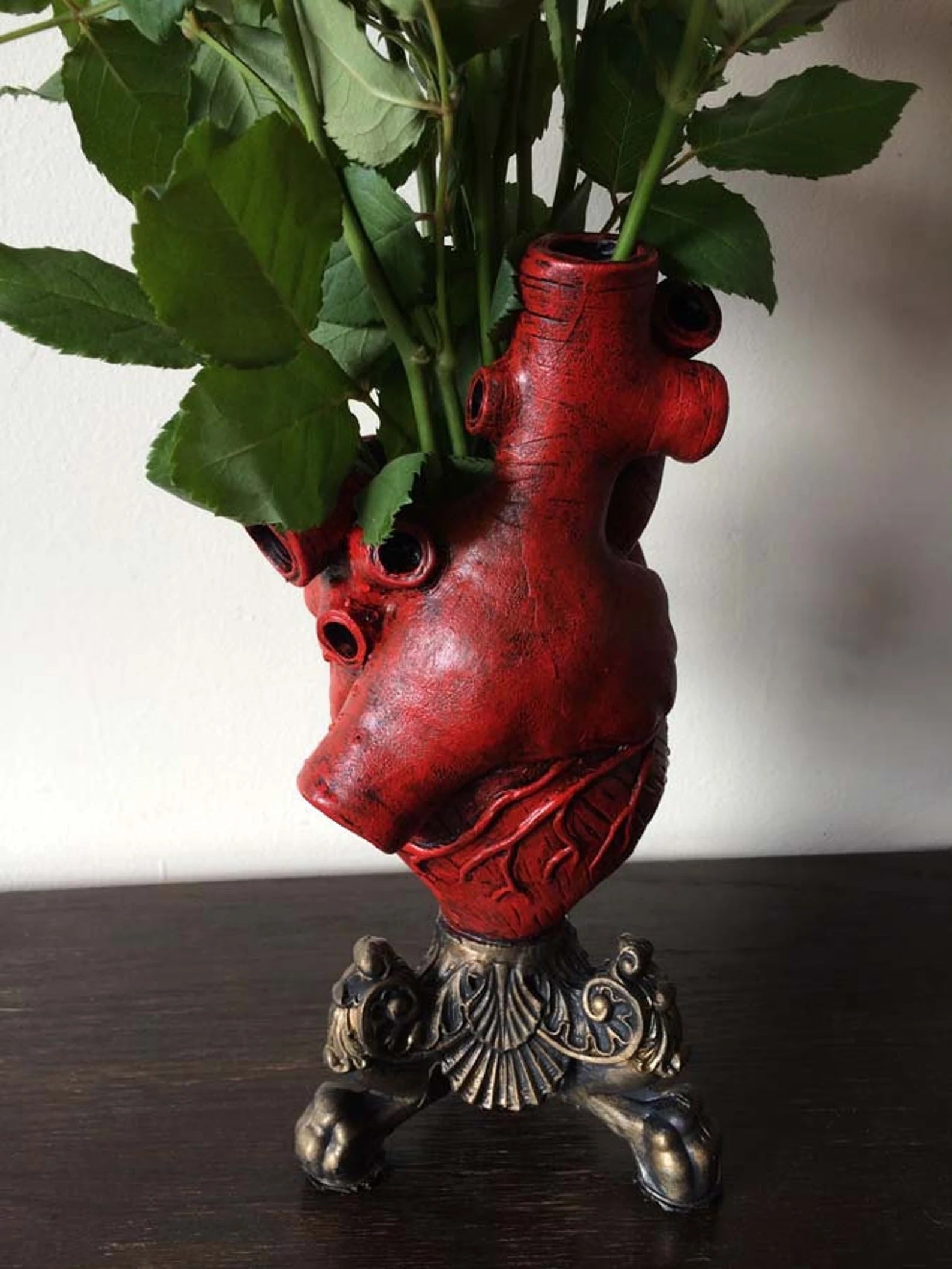 Anatomical Heart Vase, Red Finish