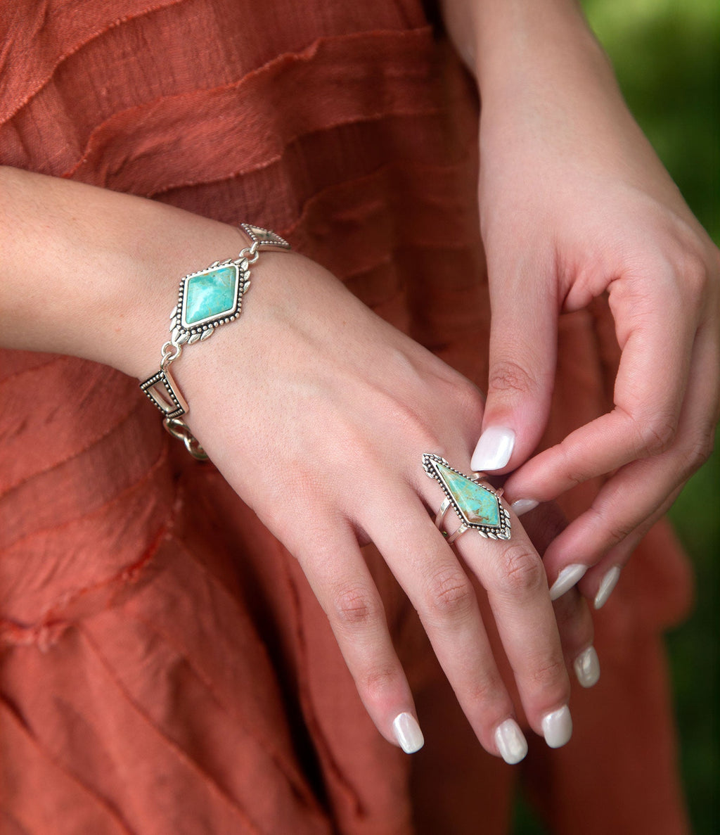 Anemone Blue Turquoise and Sterling Silver Statement Ring | Rings | Wiccan Center