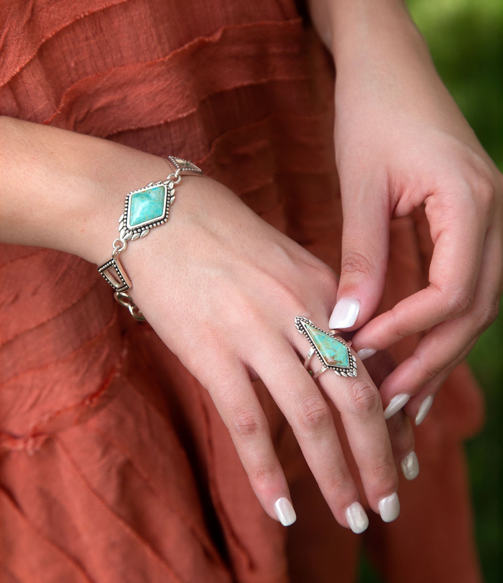 Anemone Blue Turquoise and Sterling Silver Statement Ring | Rings | Wiccan Center