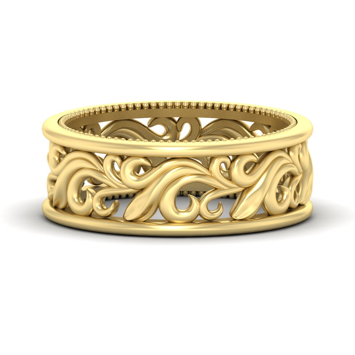 Antique Mens Wide Filigree Band