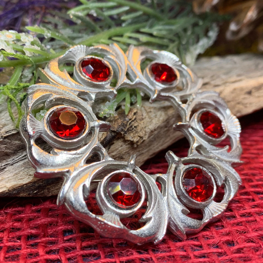 Crystal Celtic Thistle Brooch - Handmade in Scotland