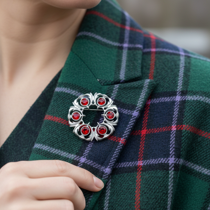 Crystal Celtic Thistle Brooch - Handmade in Scotland