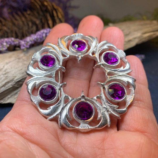 Crystal Celtic Thistle Brooch - Handmade in Scotland | Brooch | Wiccan Center