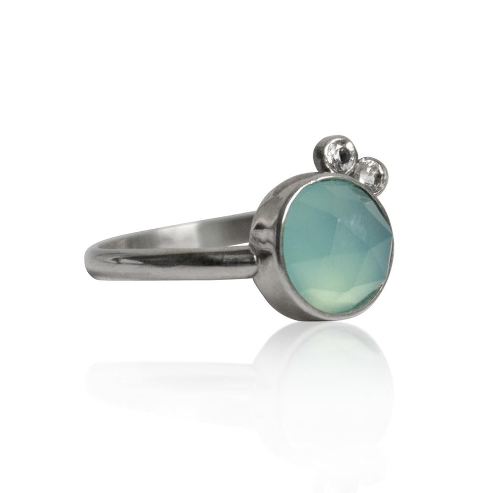 Aqua Chalcedony White Topaz Sterling Silver Ring Gemstone | Jewelry & Watches | Wiccan Center
