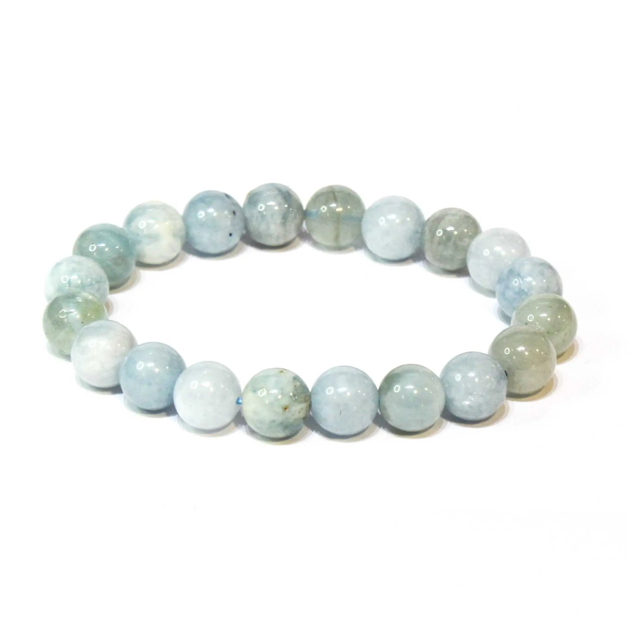 Aquamarine Round Bead Bracelet - Emotional Healing | Bracelets | Wiccan Center