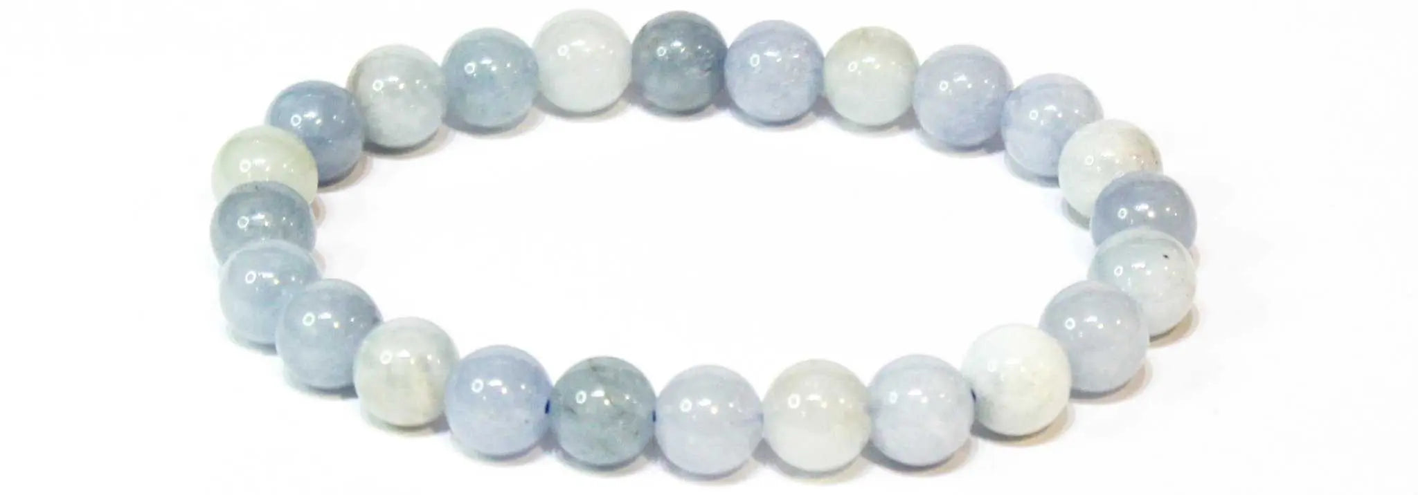 Aquamarine Round Bead Bracelet - Emotional Healing | Bracelets | Wiccan Center