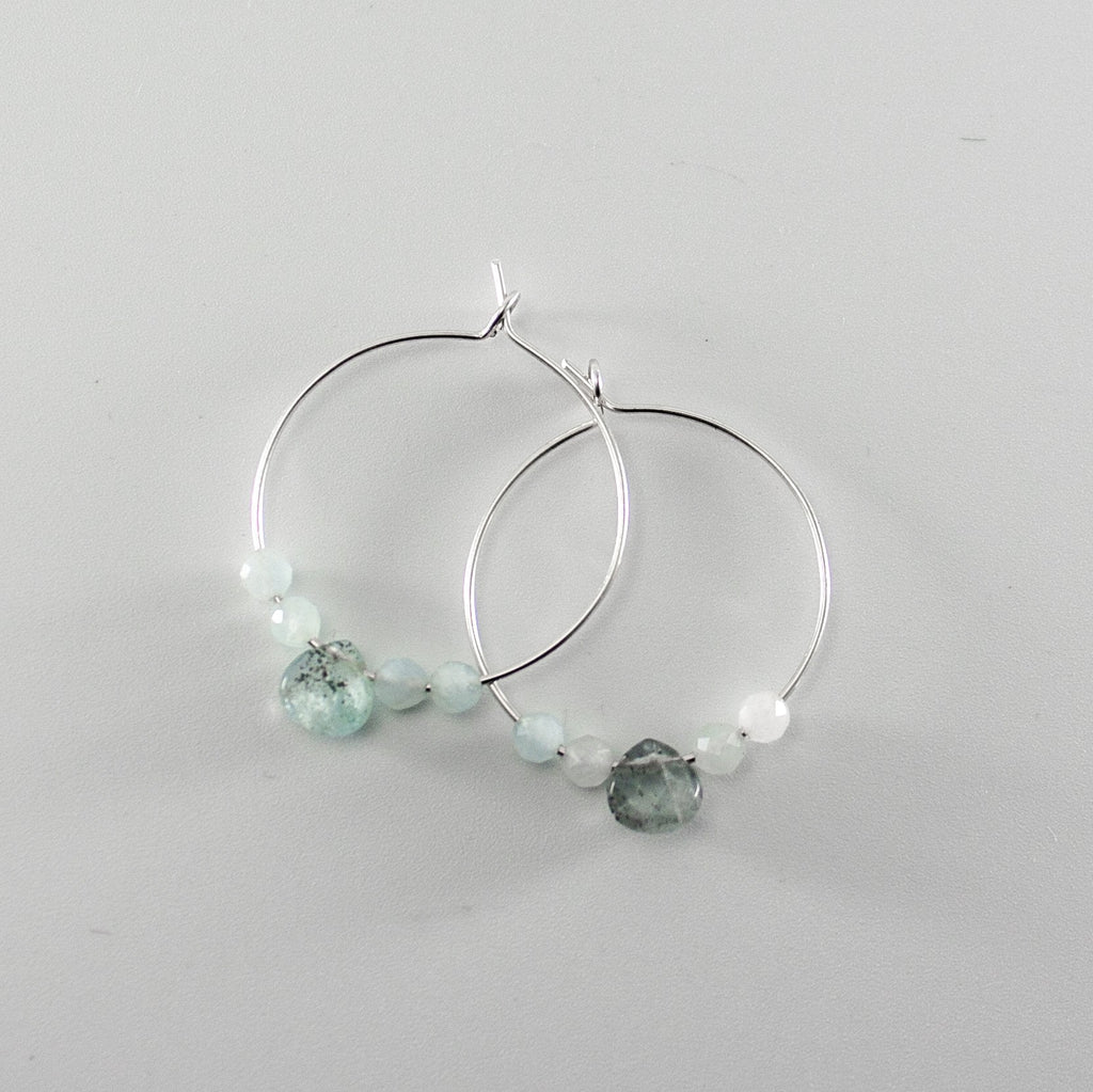 Aquamarine Sterling Silver Hoop Earrings With Gemstone | Jewelry & Watches | Wiccan Center