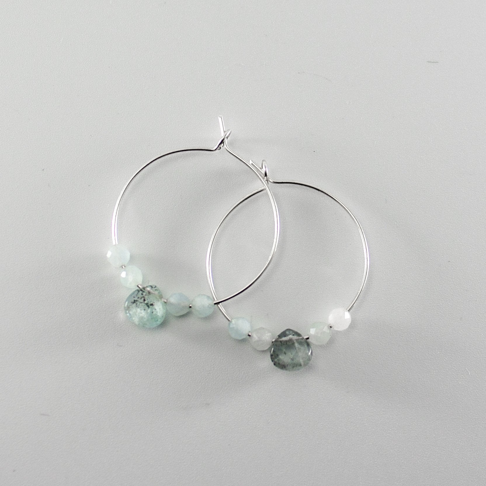 Aquamarine Sterling Silver Hoop Earrings With Gemstone | Jewelry & Watches | Wiccan Center