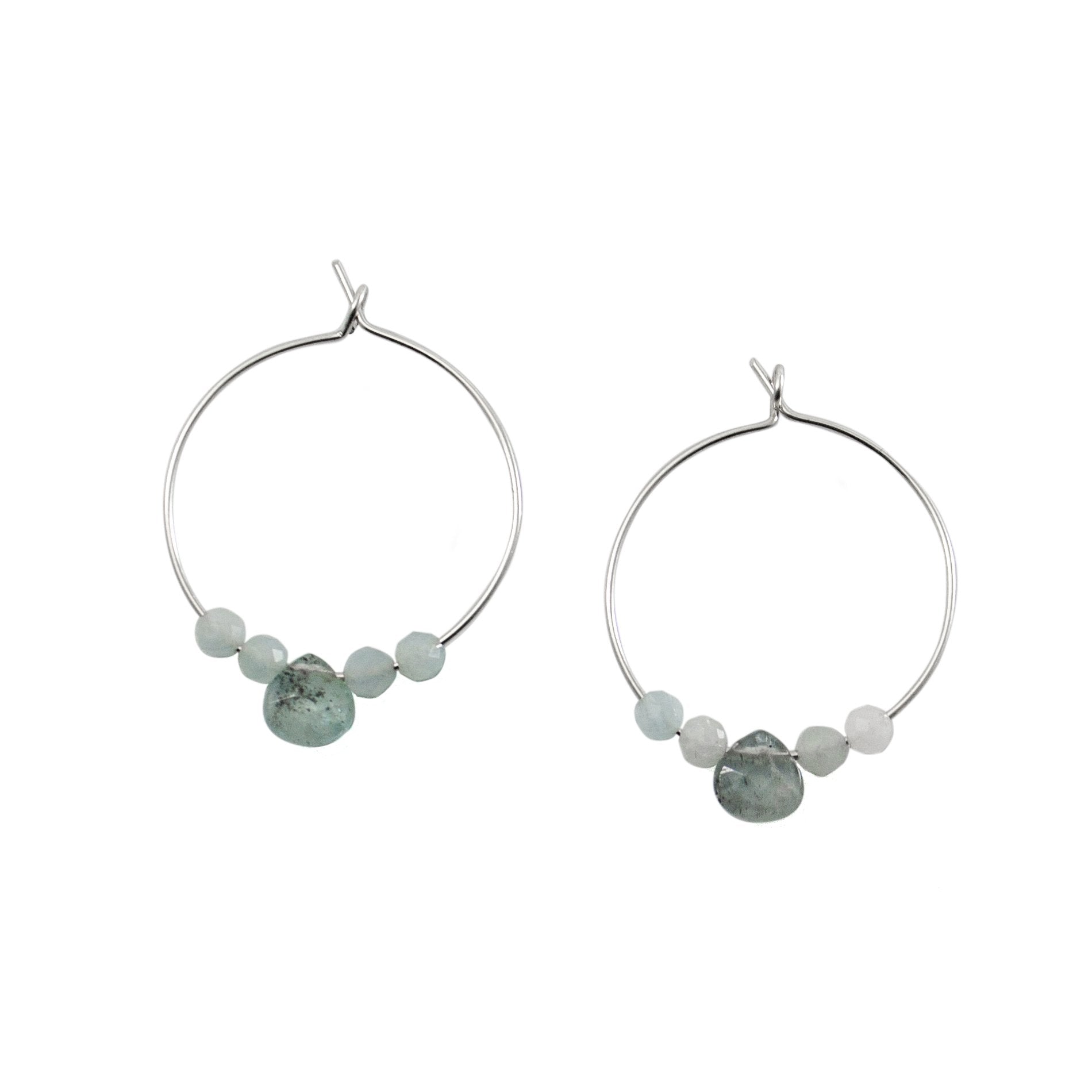 Aquamarine Sterling Silver Hoop Earrings With Gemstone | Jewelry & Watches | Wiccan Center