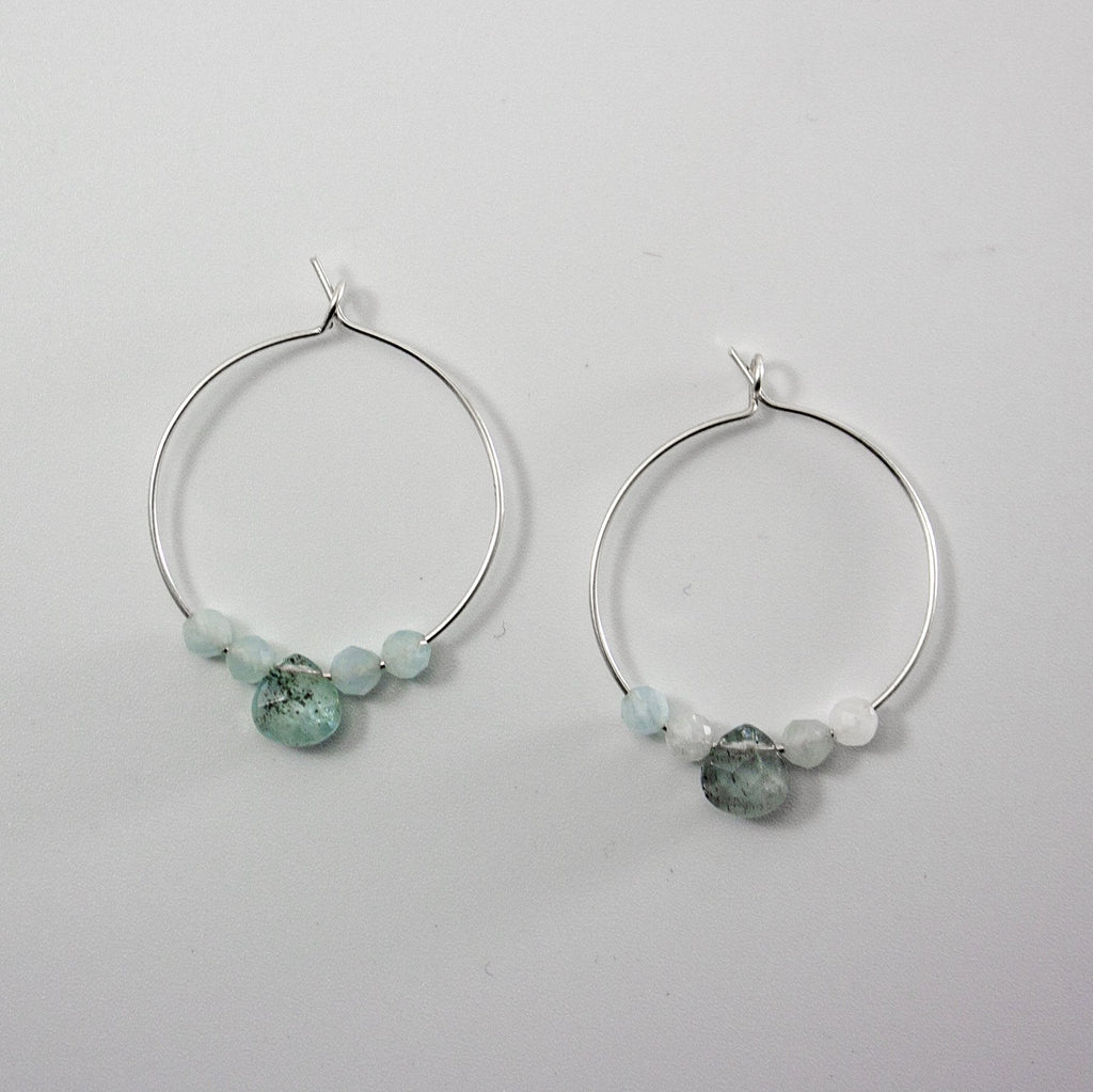 Aquamarine Sterling Silver Hoop Earrings With Gemstone | Jewelry & Watches | Wiccan Center