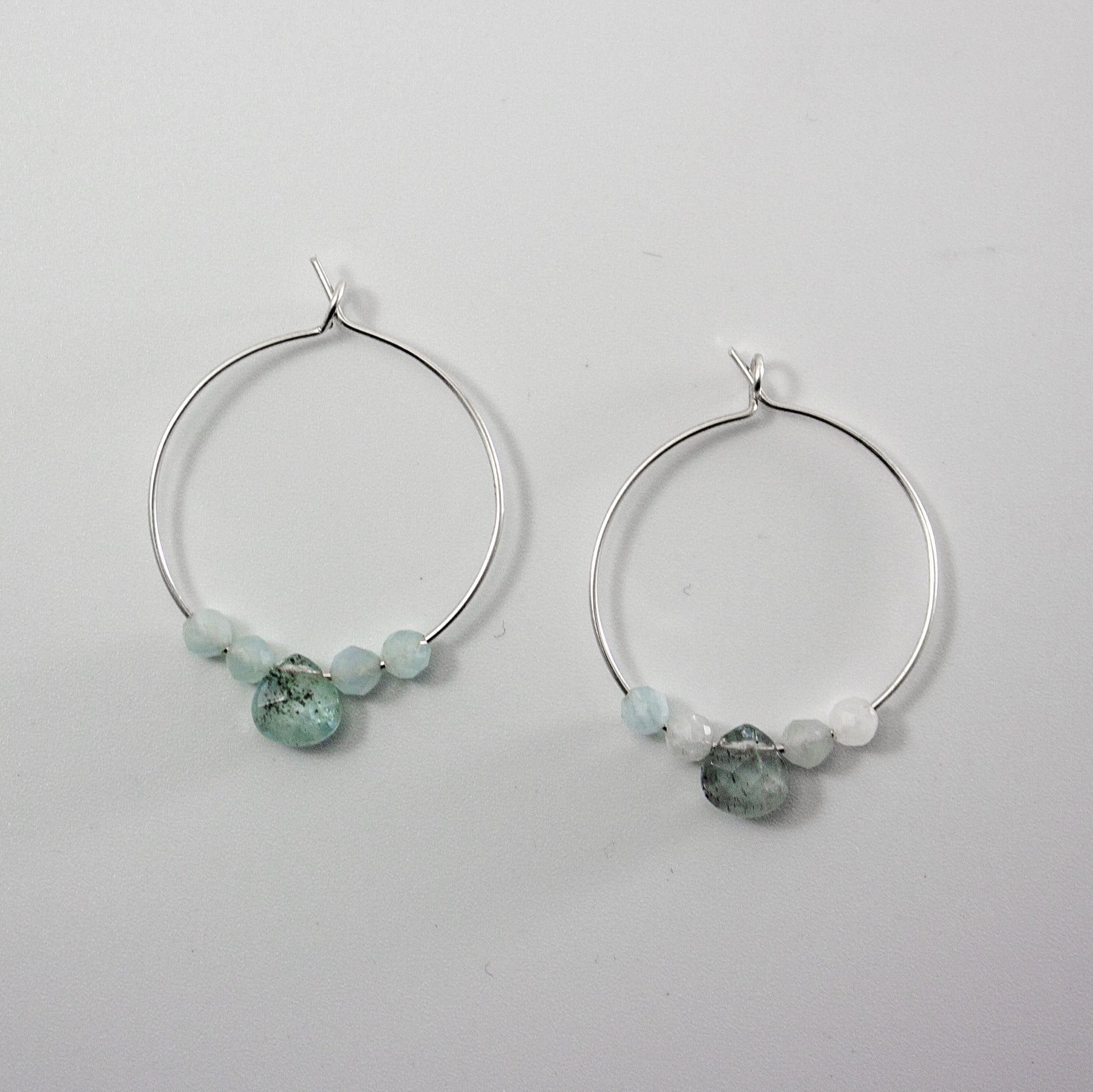 Aquamarine Sterling Silver Hoop Earrings With Gemstone | Jewelry & Watches | Wiccan Center