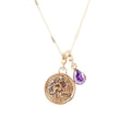Aquarius - Zodiac Purple Amethyst Golden Charm Necklace | Necklaces | Wiccan Center