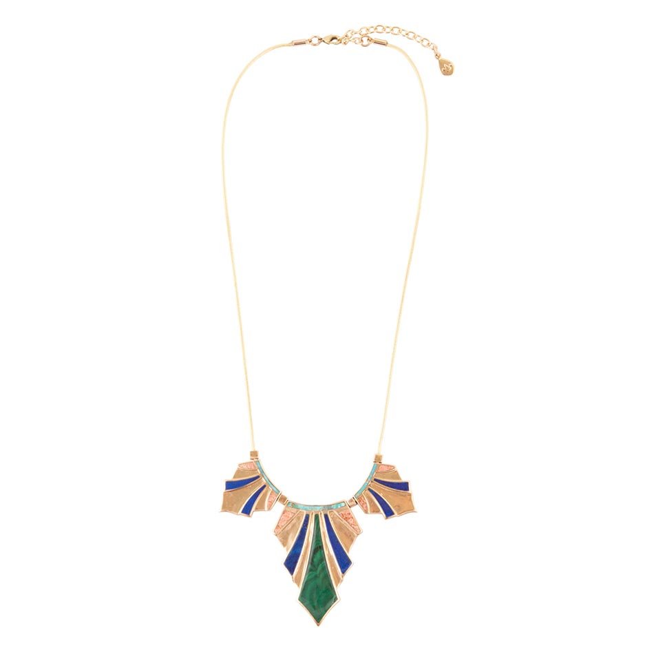 Art Deco Colorful Inlaid Golden Statement Necklace | Necklaces | Wiccan Center