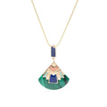 Art Deco Colorful Inlay Golden Pendant Necklace | Necklaces | Wiccan Center