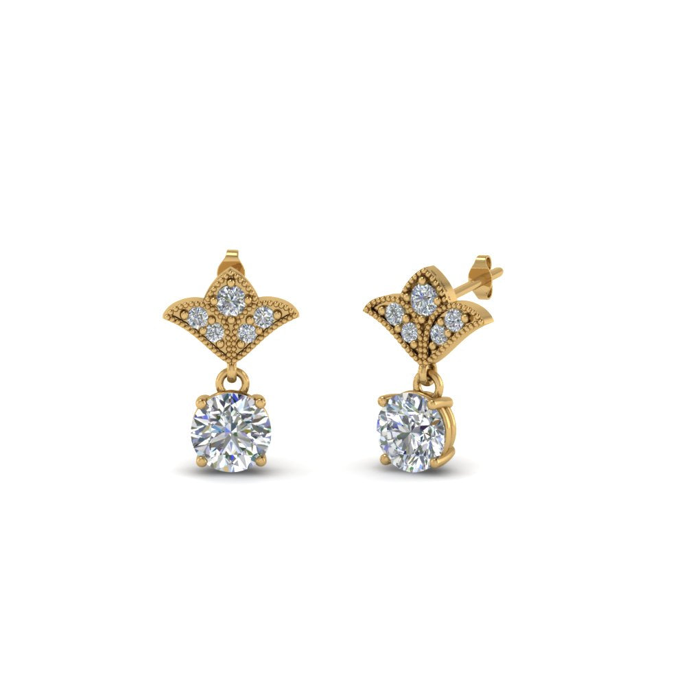 Art Deco Inspired Round Drop Earring Half Carat