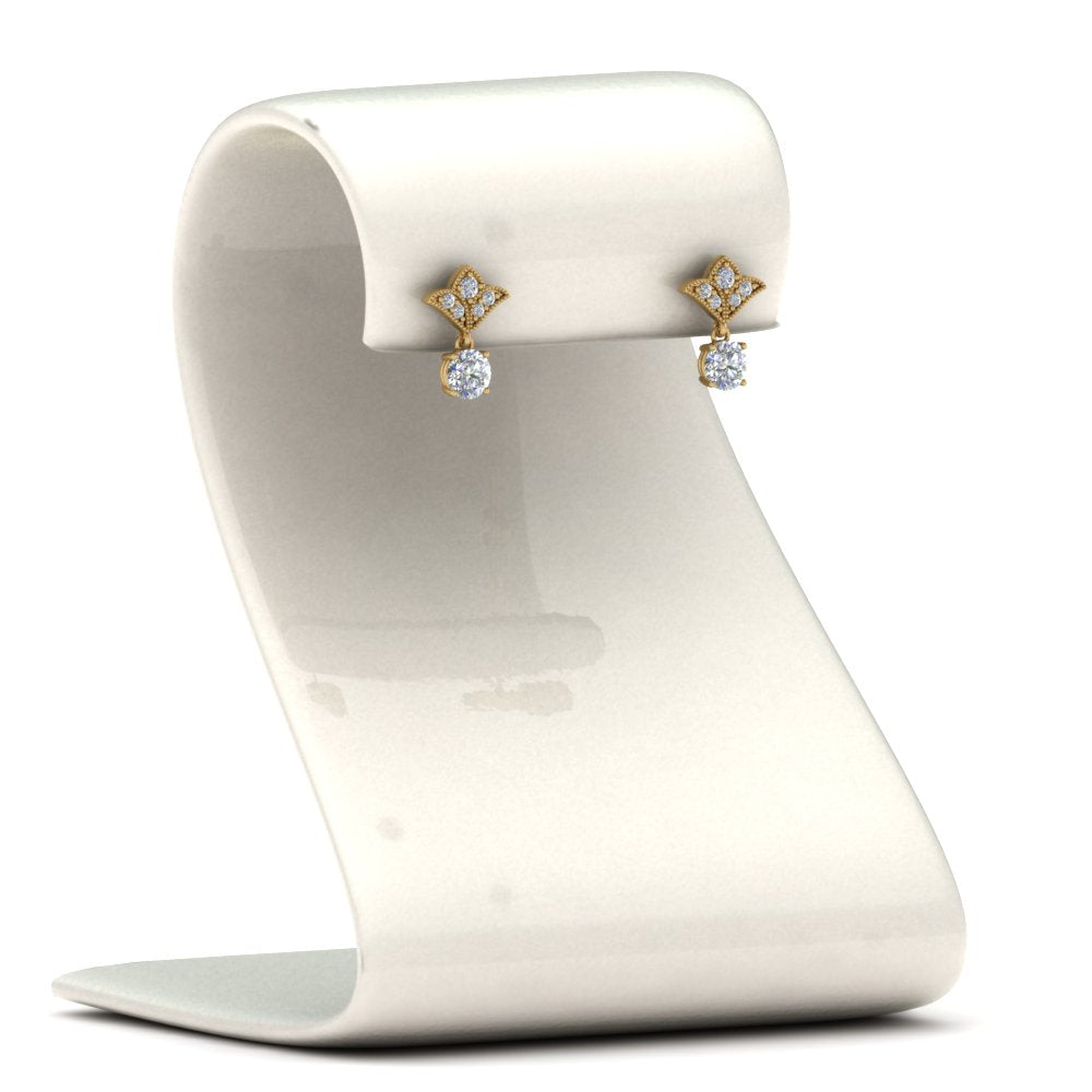 Art Deco Inspired Round Drop Earring Half Carat