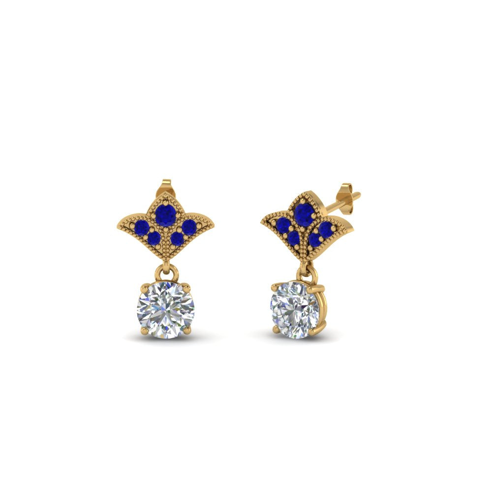 Art Deco Inspired Round Drop Earring Half Carat