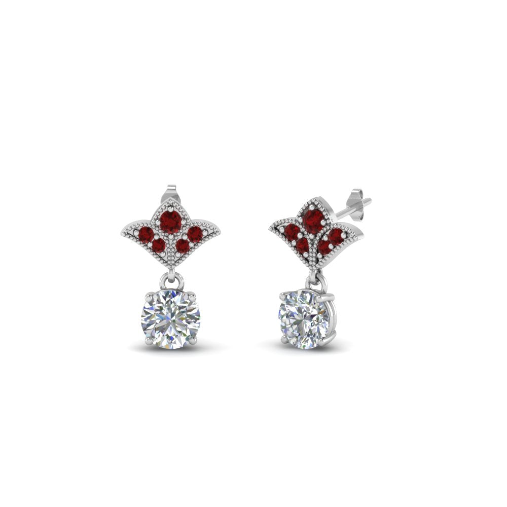 Art Deco Inspired Round Drop Earring Half Carat