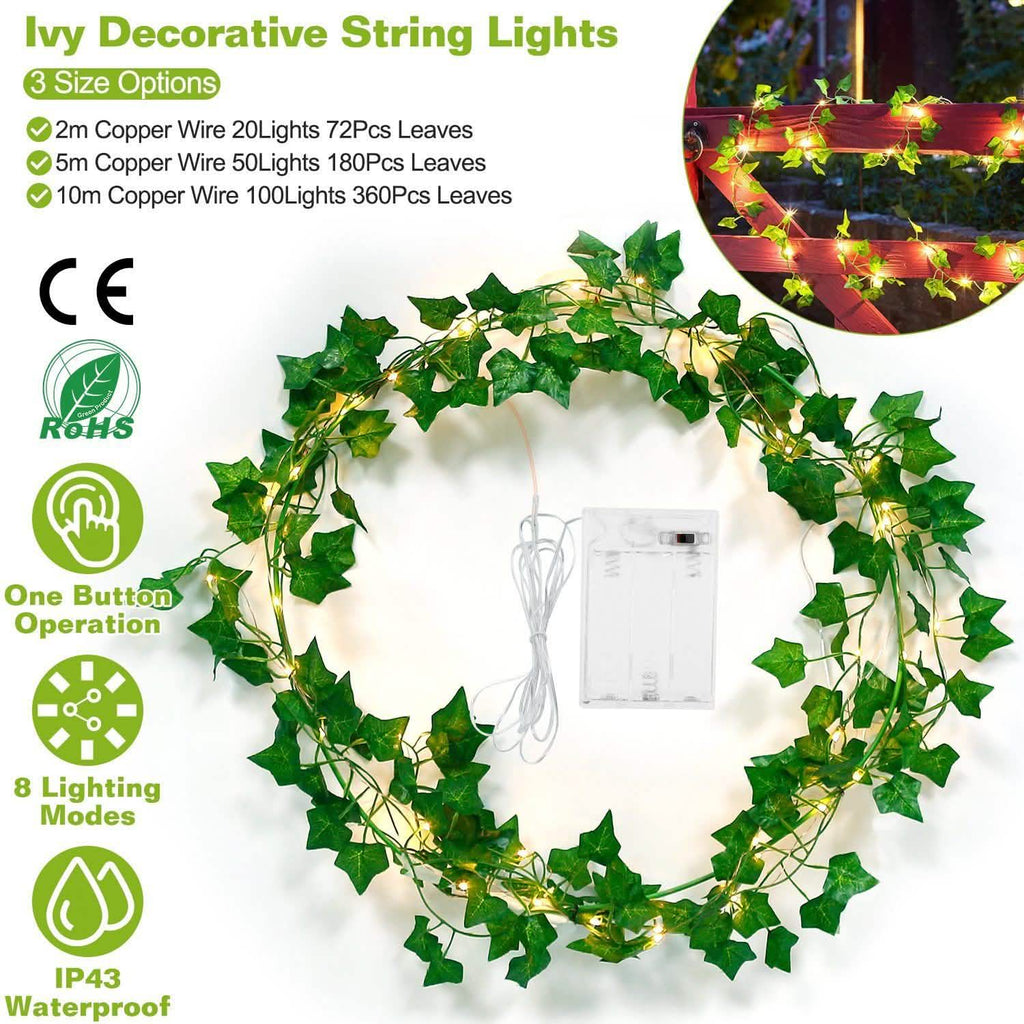 Artificial Ivy Leaves String Lights | Outdoor Lighting | Wiccan Center