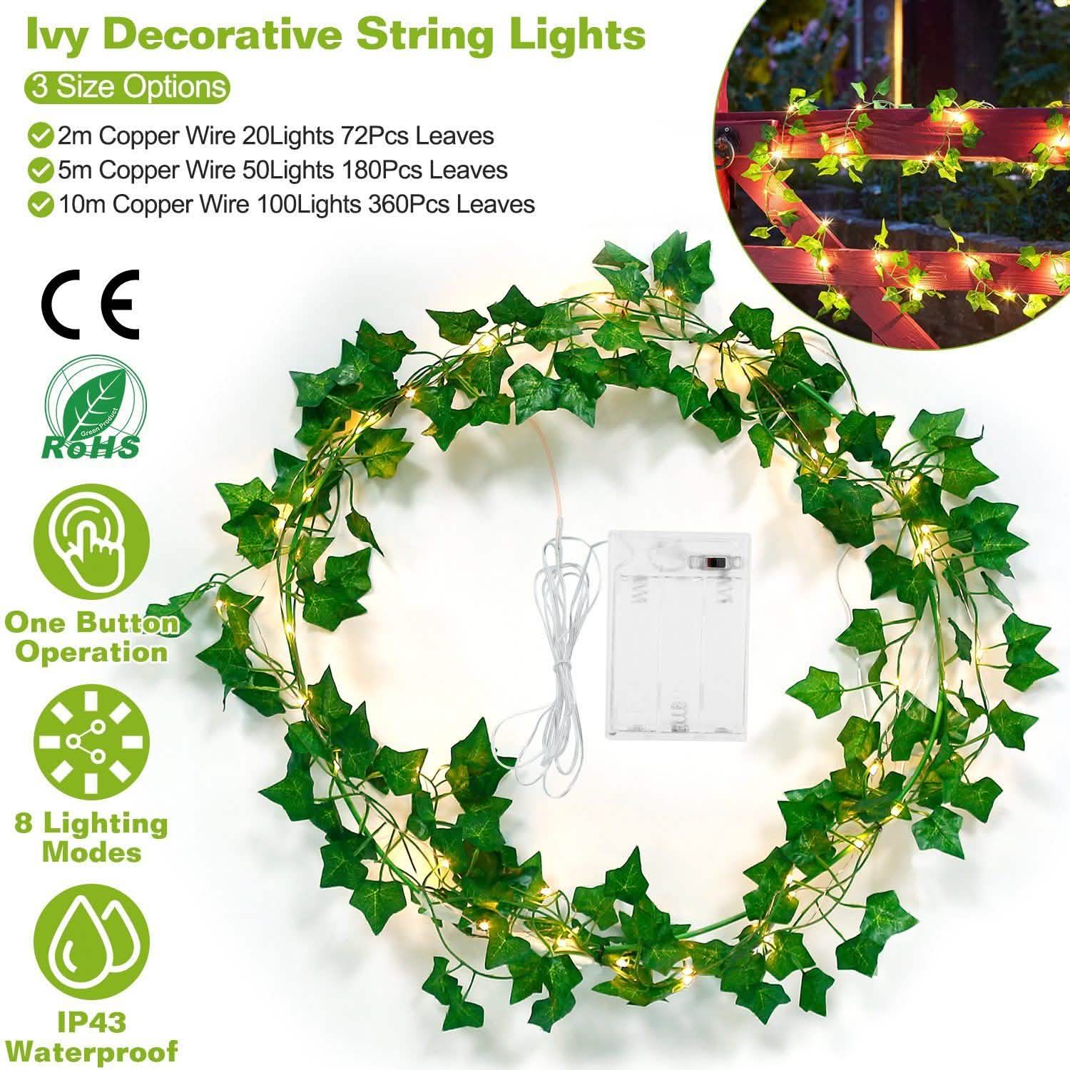 Artificial Ivy Leaves String Lights | Outdoor Lighting | Wiccan Center
