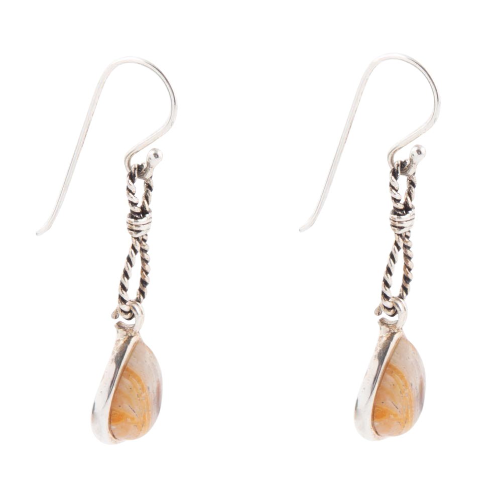 Astro Grey Wood Opal and Sterling Silver Drop Earrings | Earrings | Wiccan Center