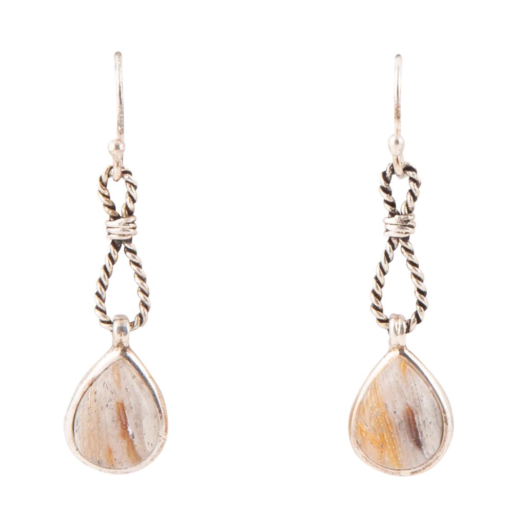 Astro Grey Wood Opal and Sterling Silver Drop Earrings | Earrings | Wiccan Center