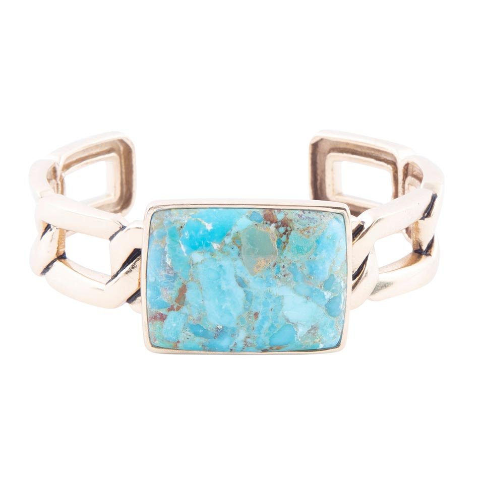 Athena Blue Turquoise Golden Cuff Bracelet | Bracelets | Wiccan Center