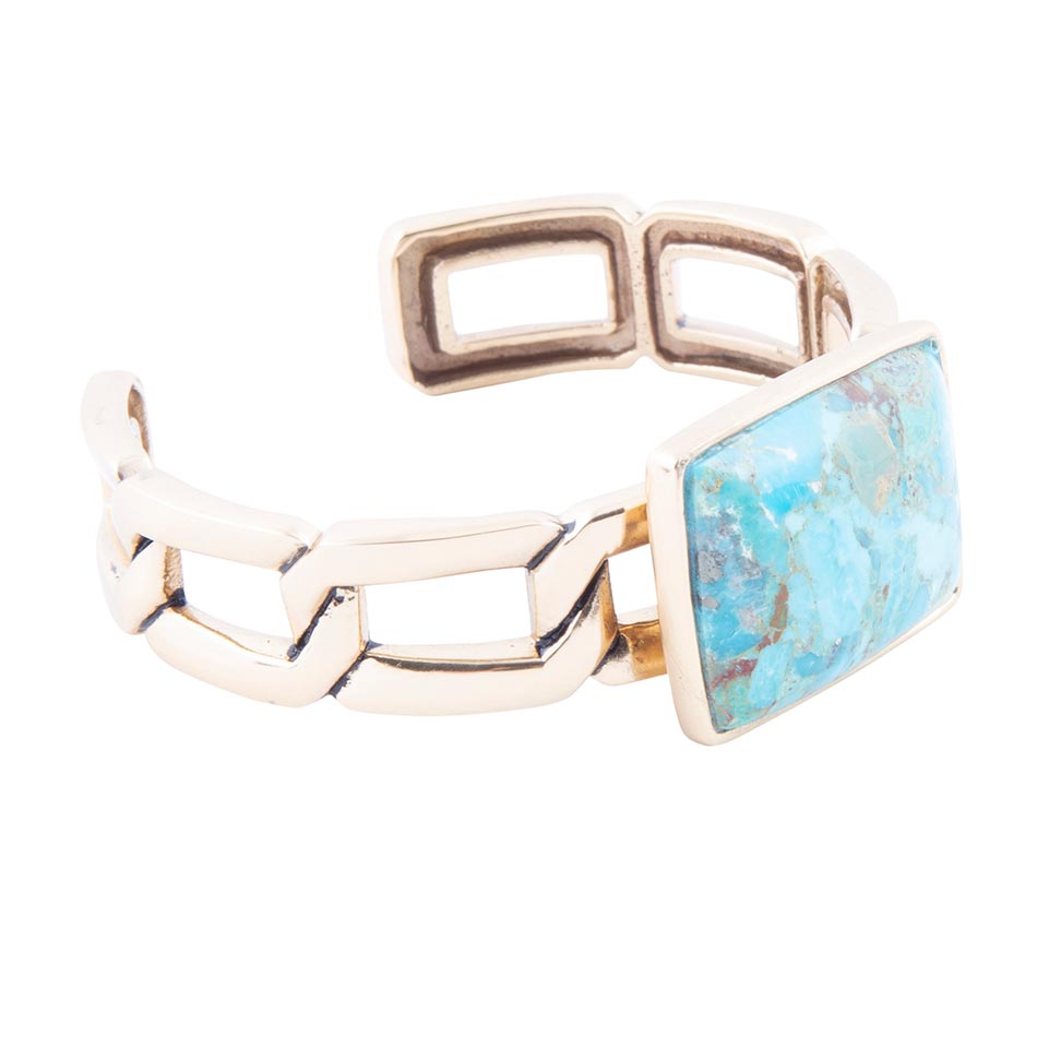 Athena Blue Turquoise Golden Cuff Bracelet | Bracelets | Wiccan Center