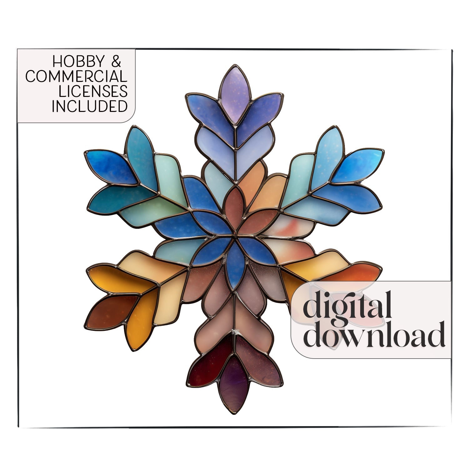 Boho Snowflake Stained Glass Pattern and PNG | Crafting Patterns & Molds | Wiccan Center