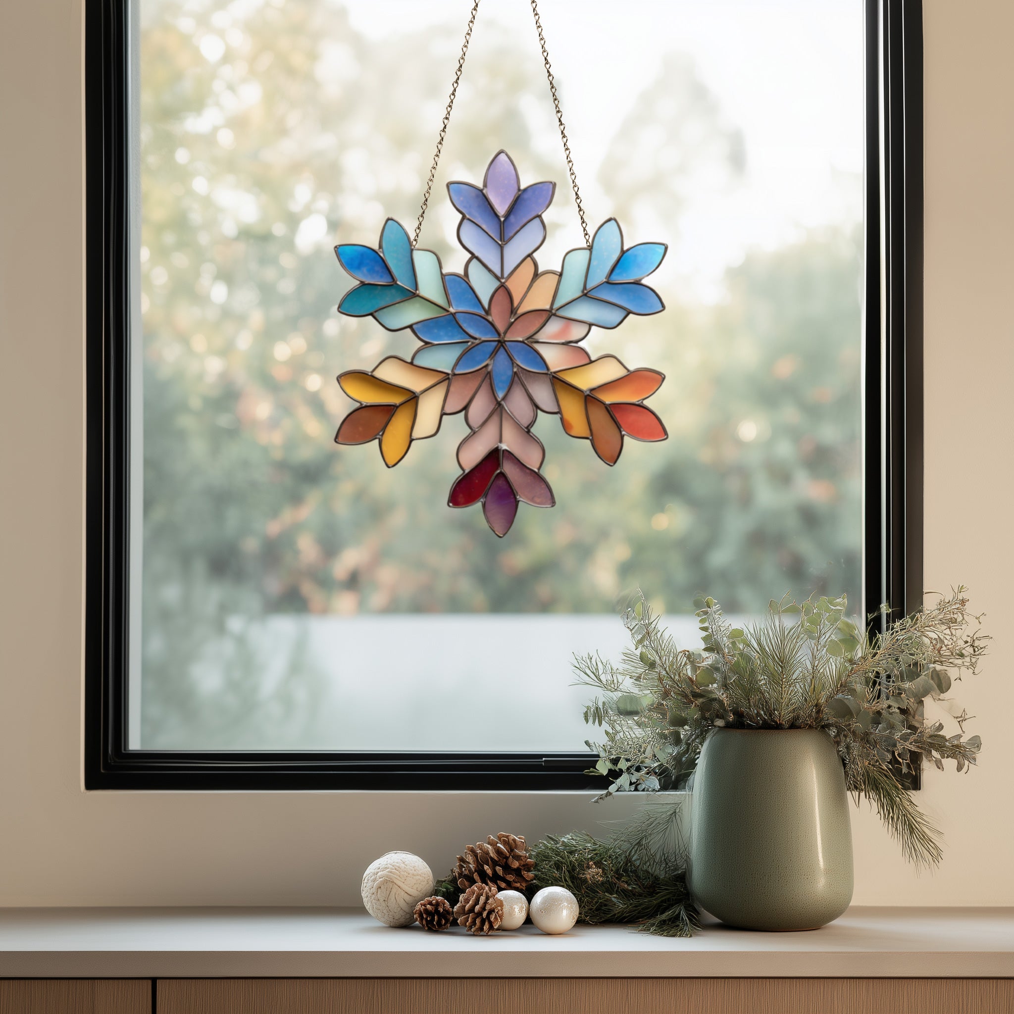 Boho Snowflake Stained Glass Pattern and PNG | Crafting Patterns & Molds | Wiccan Center