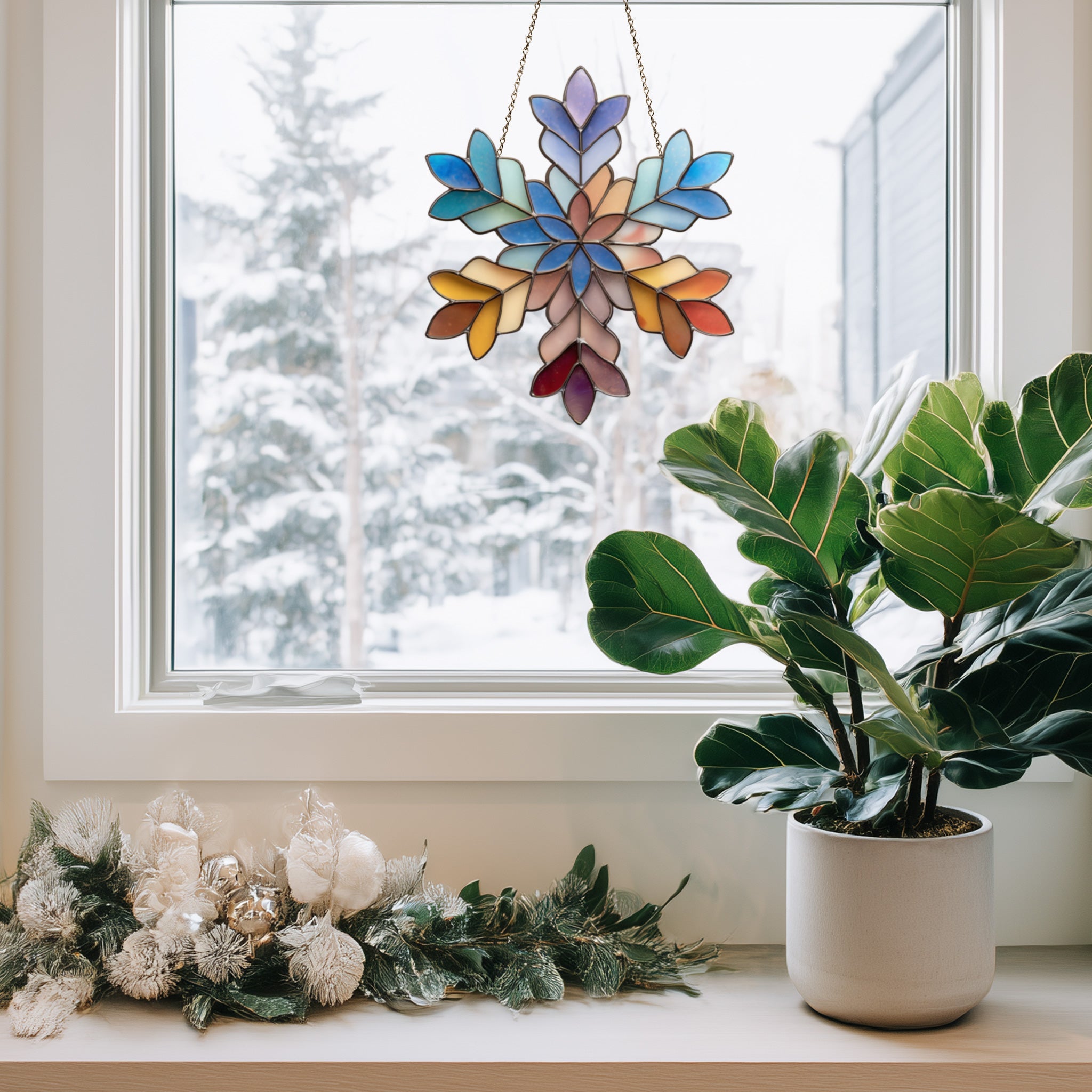 Boho Snowflake Stained Glass Pattern and PNG | Crafting Patterns & Molds | Wiccan Center