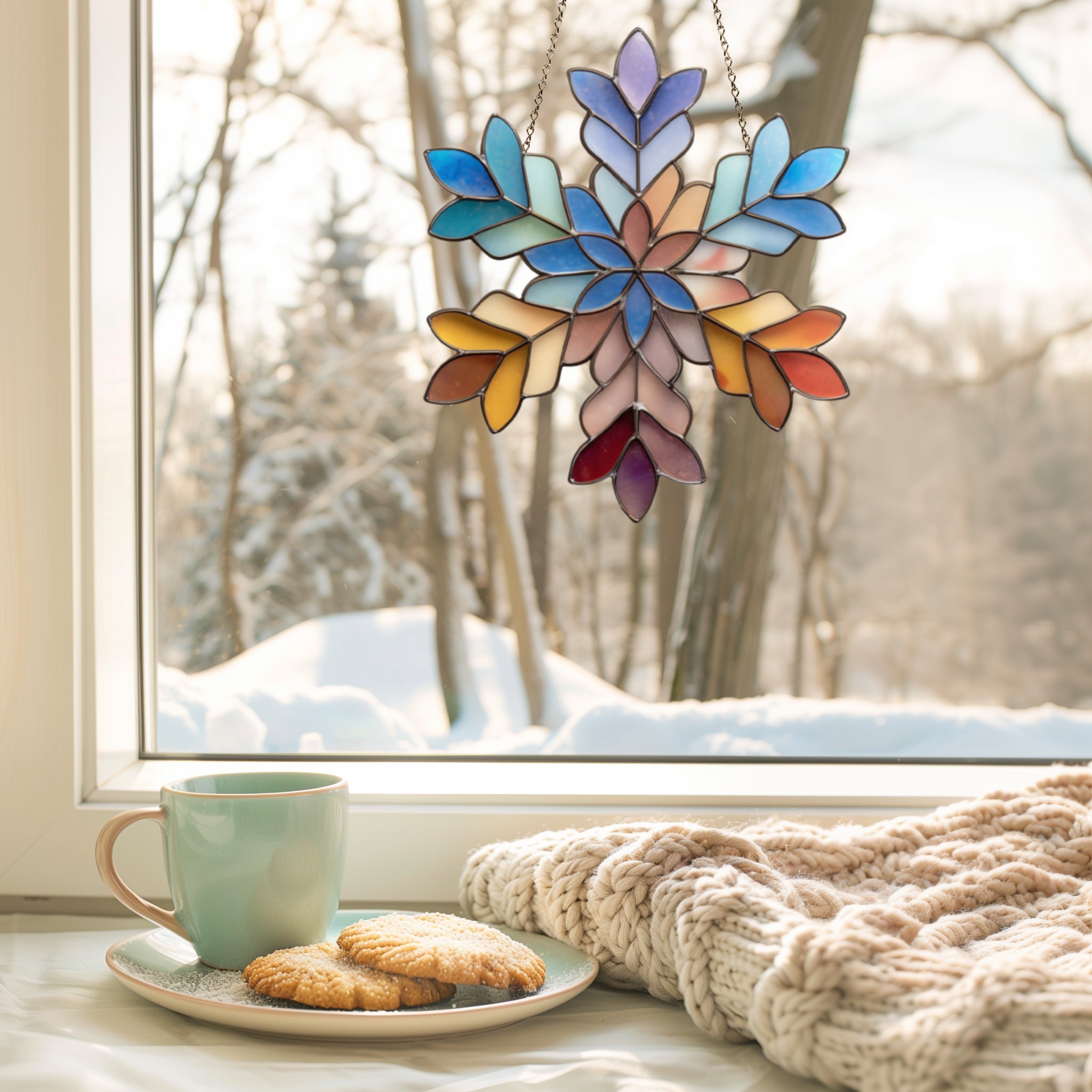 Boho Snowflake Stained Glass Pattern and PNG | Crafting Patterns & Molds | Wiccan Center