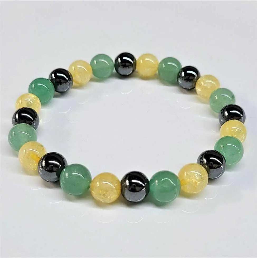 Aventurine, Citrine & Hematite Round Bead Bracelet 8mm - Abundance Always | Bracelets | Wiccan Center