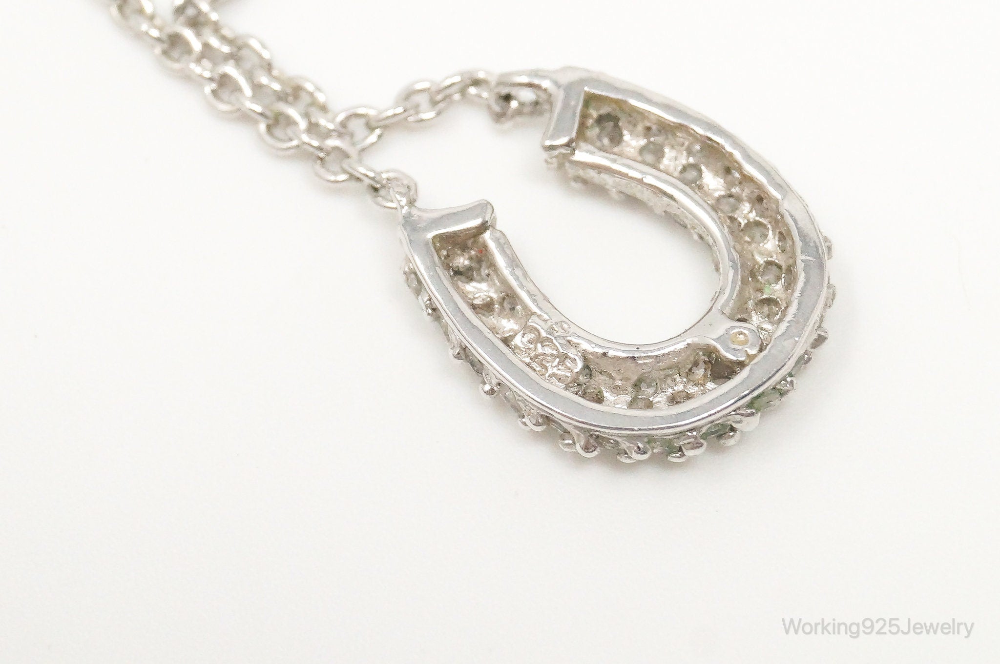 Horse Shoe Cubic Zirconia Sterling Silver Necklace | Jewelry > Necklaces > Pendants | Wiccan Center