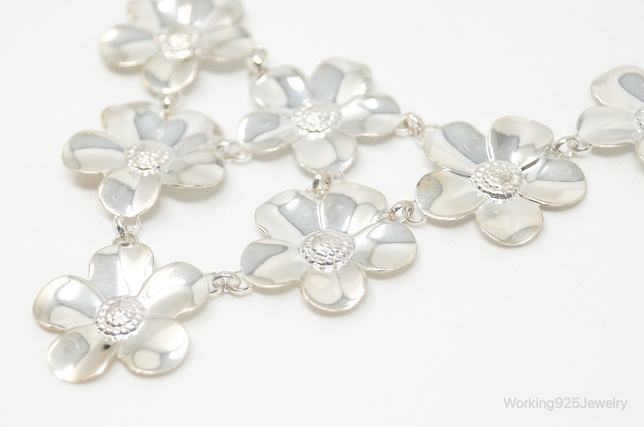 Vintage Italian Designer Paola Valentini Flowers Bib Sterling Silver Necklace | Jewelry > Necklaces > Pendants | Wiccan Center