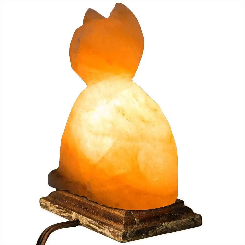 Cat Shaped Salt Lamp - 10" avg. - Cord, Bulb, Dimmer | Lamp | Wiccan Center