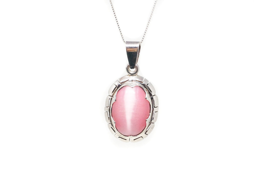 Vintage Handmade Mexico Pink Tigers Eye 950 Silver Southwestern Necklace Pendant | Jewelry > Necklaces > Pendants | Wiccan Center