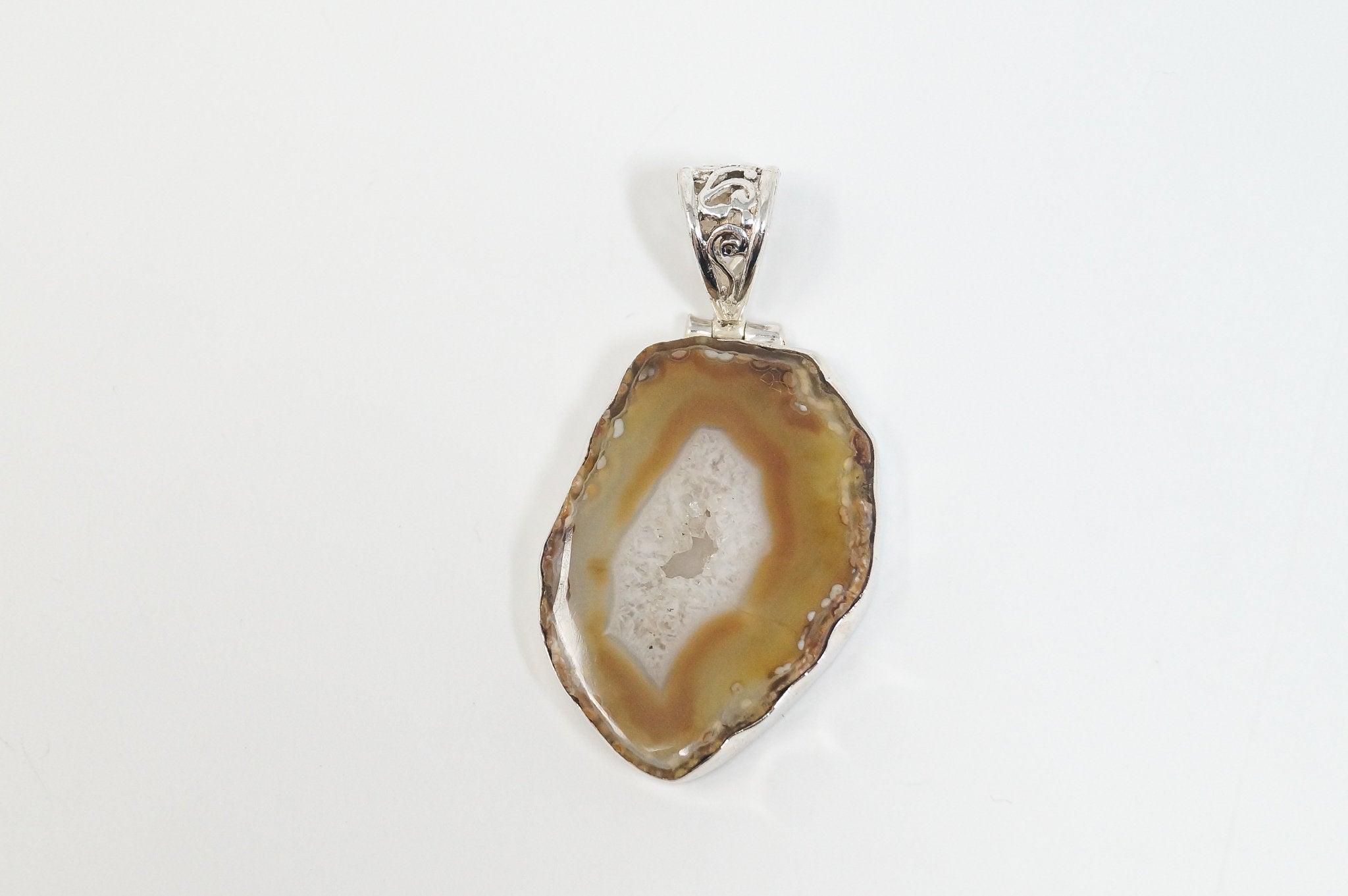 Vintage Brown Crazy Lace Agate Sterling Silver Necklace Pendant | Jewelry > Necklaces > Pendants | Wiccan Center