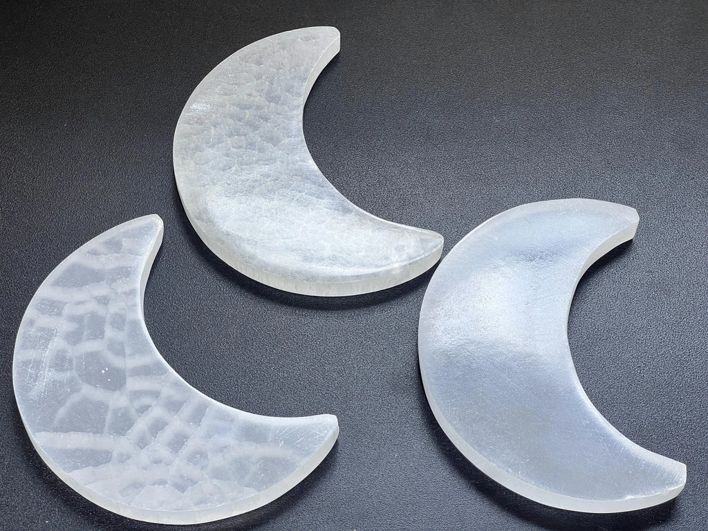 Selenite Crystal Crescent Moon Plate (6 Inches) Carving | Art & Collectibles > Sculpture > Art Objects | Wiccan Center