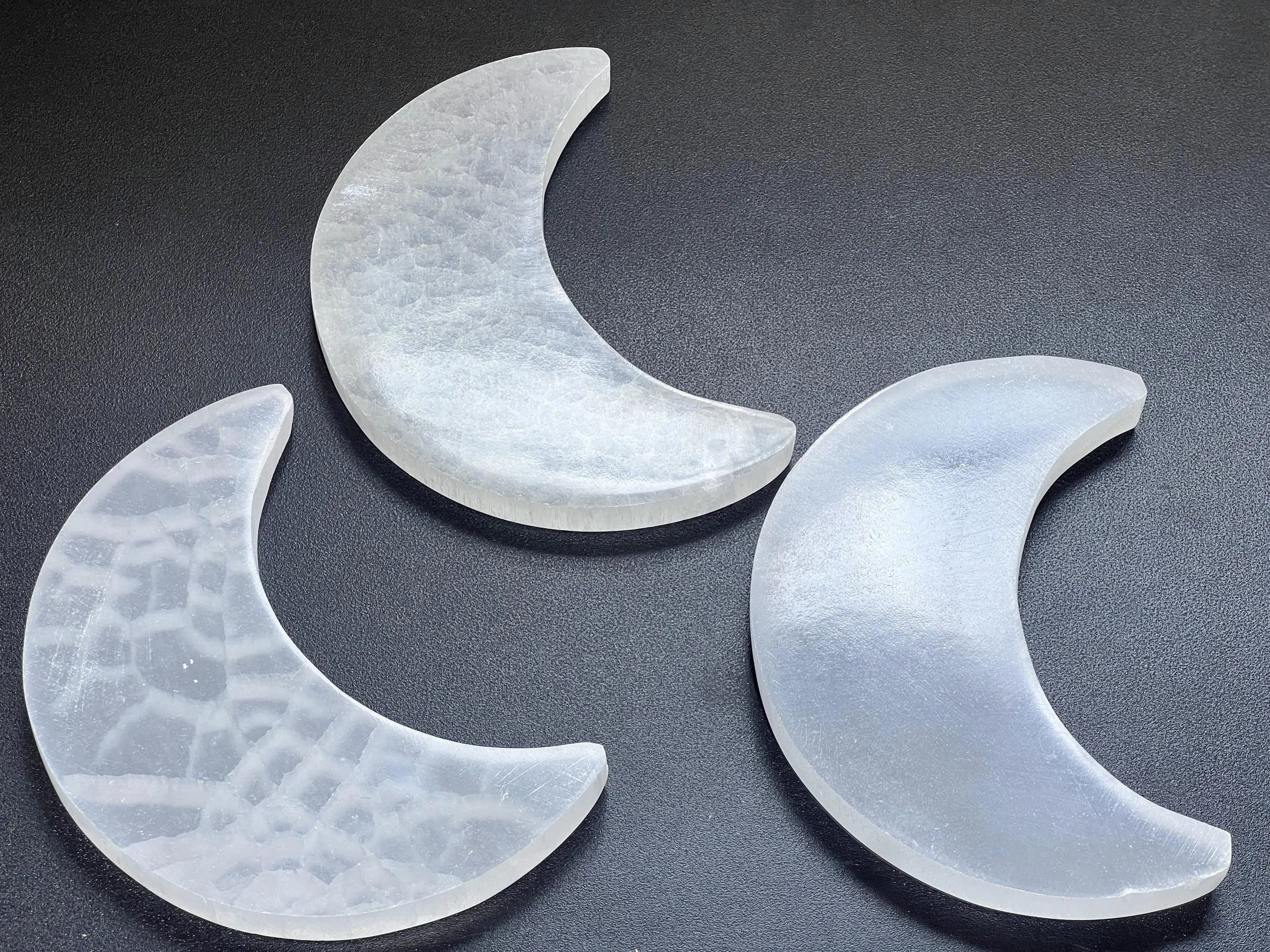 Selenite Crystal Crescent Moon Plate (6 Inches) Carving | Art & Collectibles > Sculpture > Art Objects | Wiccan Center